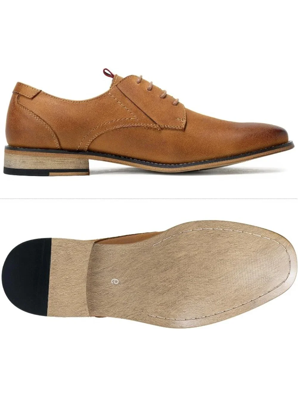Men's Brown Leather Classic Plain Toe Lace Up Business Oxford Dress Causal Shoes